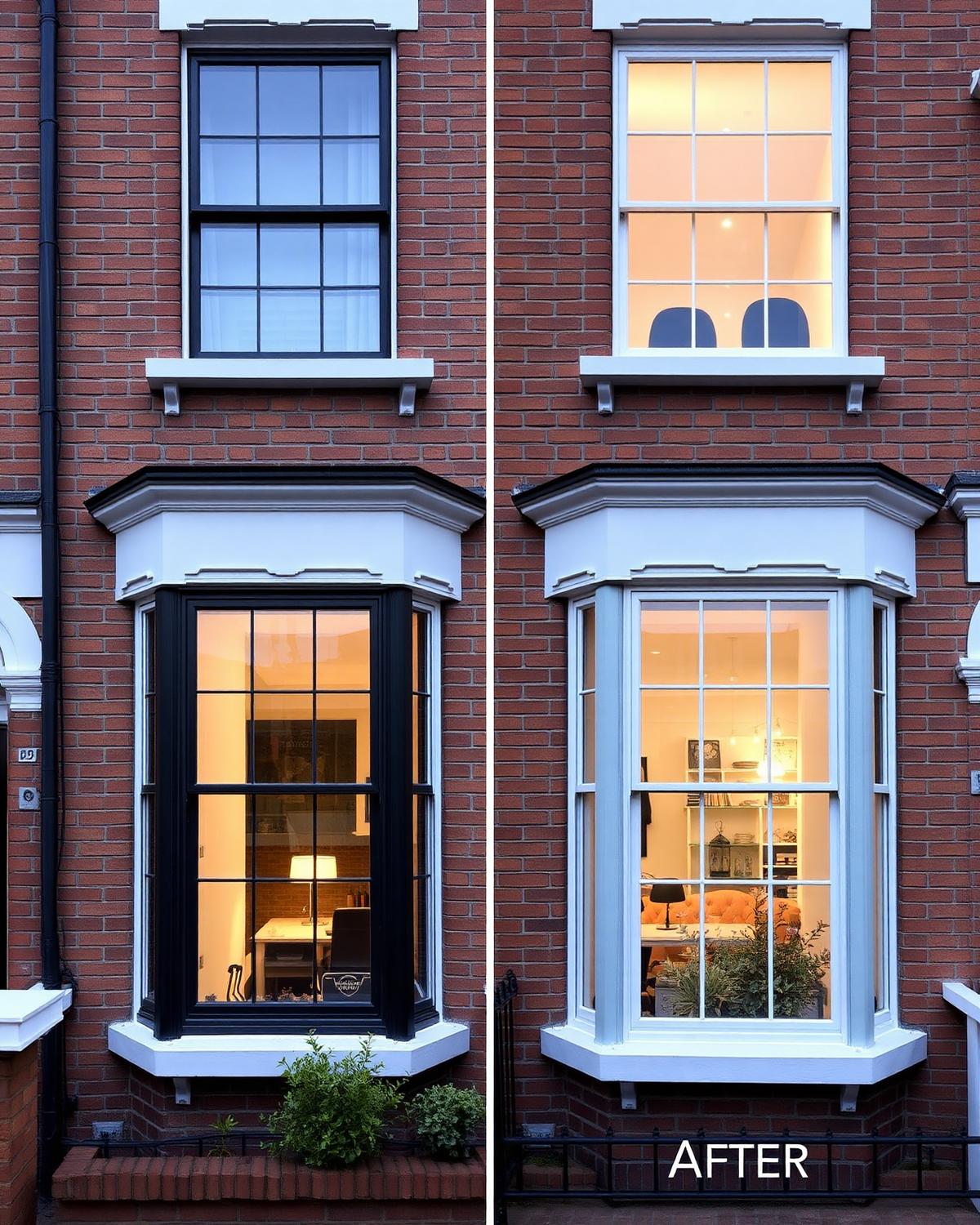 Before and after transformation of a Victorian terrace with new glazing